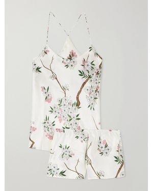 Olivia Von Halle Bella Floral-Print Silk-Satin Pyjama Set - Natural