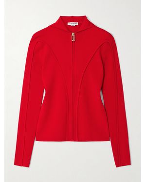 Victoria Beckham Panelled Merino Wool-Blend Hoodie - Red
