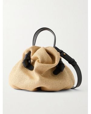 Neous Leather-Trimmed Raffia Shoulder Bag - Metallic