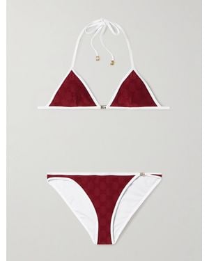 Gucci Embellished Flocked Bikini - Red