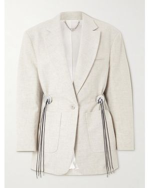 Rabanne Embellished Gathered Wool And Cotton-Blend Blazer - Natural