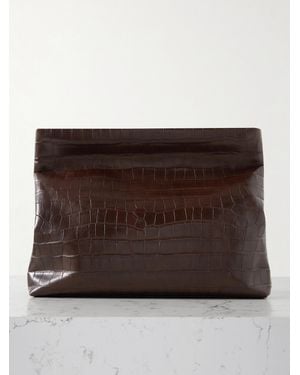 Nili Lotan Jerry Croc-Effect Leather Clutch - Brown