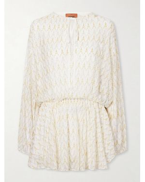 Missoni Metallic Crochet-Knit Mini Dress - Natural