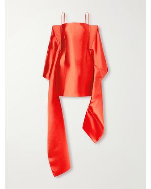 Solace London Bessette Shawl-Detail Satin-Twill Mini Dress - Red