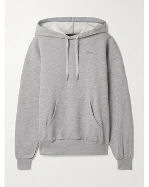 Alo Yoga Accolade Embellished Cotton-Blend Jersey Hoodie - Grey