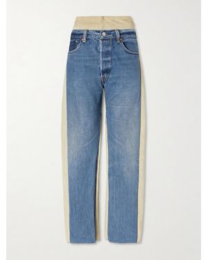 B Sides Double Waistband Rework Suede-Trimmed Wide-Leg Jeans - Blue