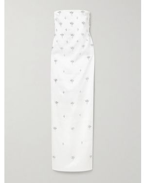retroféte Elise Strapless Embellished Satin-Crepe Gown - White