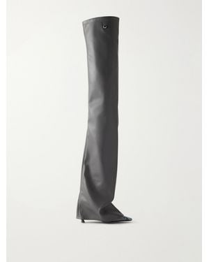 The Attico Robin 95 Layered Snake-Effect And Glossed Over-The-Knee Boots - White