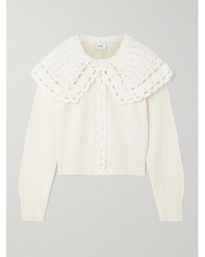 Erdem Wandelbarer Cardigan Aus Einer Merinowollmischung Und Gehäkelter Biobaumwolle - Natur