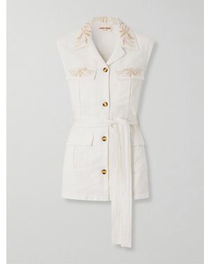 Emporio Sirenuse Daria Embroidered Linen-Blend Vest - White