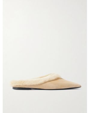 TOTEME Slippers Aus Veloursleder Mit Shearling-Besatz - Natur