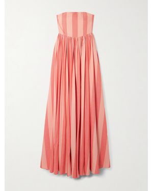 Marrakshi Life Strapless Gathered Striped Cotton Maxi Dress