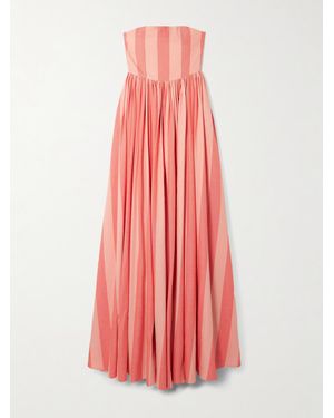 Marrakshi Life Strapless Gathered Striped Cotton Maxi Dress