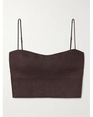 Adam Lippes Bex Cropped Linen Top - Brown