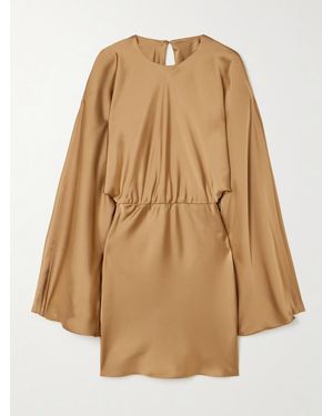 Norma Kamali Obie Satin Mini Dress - Natural