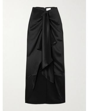 Galvan London De Lovie Asymmetric Satin Maxi Skirt - Black