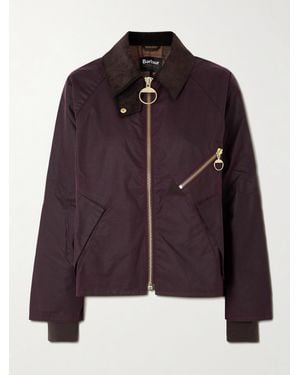 Barbour Arlene Corduroy-Trimmed Waxed-Cotton Jacket - Purple