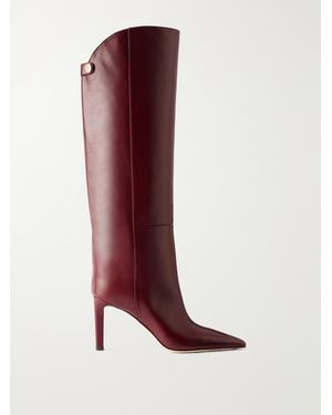Jimmy Choo Alizze 85 Leather Knee Boots - Red