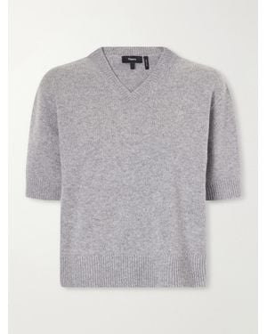 Theory Cropped Cashmere Sweater - Gray