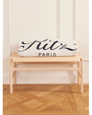 FRAME Ritz Paris Whipstitched Wool And Cashmere-Blend Jacquard Blanket - Natural