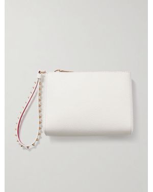 Christian Louboutin Cabata Clutch Aus Strukturiertem Leder Mit Nieten - Natur