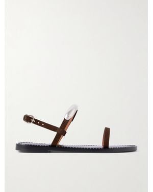 Amanu The Ghana Embellished Leather Slingback Sandals - White