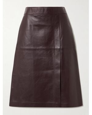 JOSEPH Sevres Paneled Leather Skirt - Brown
