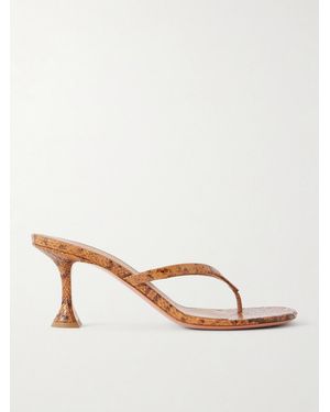 AMINA MUADDI Juliette 70 Snake-Effect Leather Thong Sandals - Natural