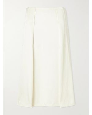 Jil Sander Pleated Satin Midi Skirt - White