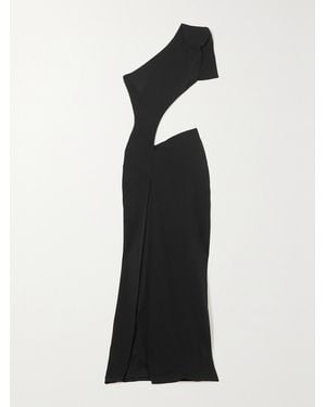 Monot One-Shoulder Cutout Crepe Gown - Black