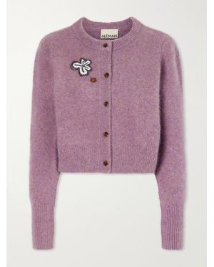 ALÉMAIS Reggie Sequin-Embellished Mohair, Alpaca And Wool-Blend Cardigan - Pink