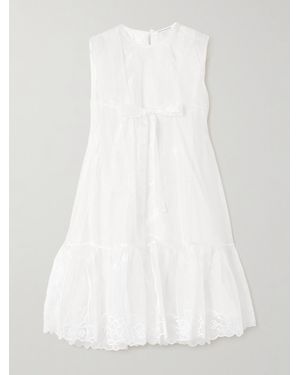 Cecilie Bahnsen Minikleid Aus Organza Mit Schleife Und Stickereien - Weiß