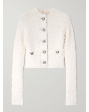 Balenciaga Cardigan Raccourci En Tweed De Coton Mélangé Métallisé - Neutre