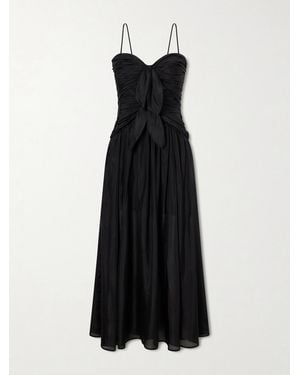Zimmermann Aster Cutout Gathered Silk-Chiffon Midi Dress - Black