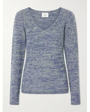 The Elder Statesman V-Neck Cashmere And Silk-Blend Jumper - Blue