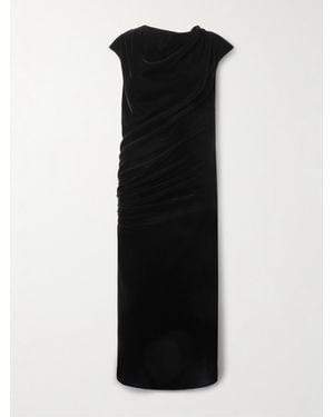 McQueen Midikleid Aus Samt Mit Raffungen - Schwarz