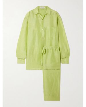 Olivia Von Halle Casablanca Cotton And Silk-Blend Pyjama Set - Green