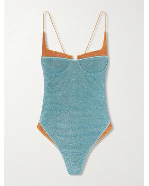 Oséree Lumiere Double Metallic Balconette Swimsuit - Blue