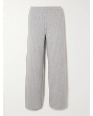 Skin Milan Ribbed Organic Cotton And Cashmere-Blend Pants - Gray