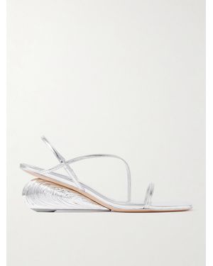 Jonathan Simkhai Bridget Metallic Leather Wedge Sandals - White