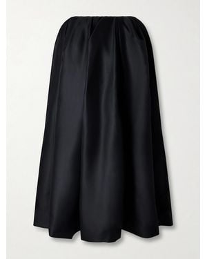 KHAITE Adara Pleated Silk-Twill Maxi Skirt - Black