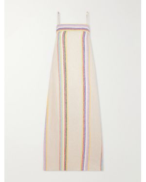 STAUD Laura Striped Linen Maxi Dress - Natural