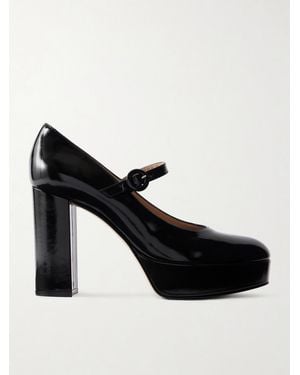 Gianvito Rossi 70 Patent-Leather Mary Jane Court Shoes - Black