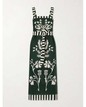 Eres Lakshya Belted Printed Cotton And Silk-Blend Midi Dress - Green