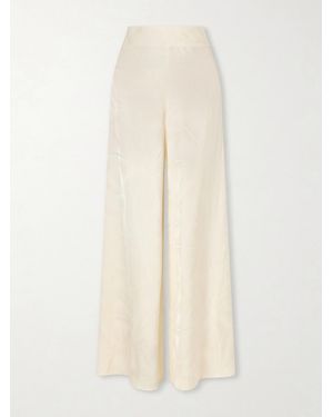 Johanna Ortiz Musical Satin Jacquard Wide-Leg Trousers - Natural