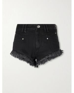 Isabel Marant Eneidala Frayed Denim Shorts - Black