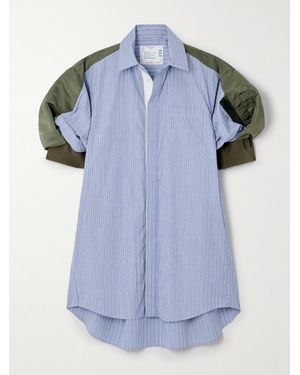 Sacai Mini-Hemdblusenkleid Aus Baumwollpopeline Mit Besätzen Aus Shell - Blau