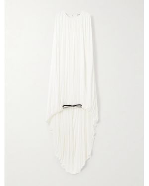 Loewe Embellished Asymmetric Draped Silk-Jersey Halterneck Dress - Natural