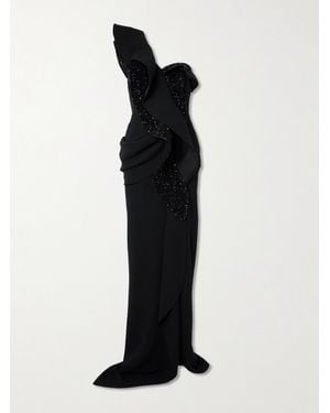 Maticevski Robe Du Soir En Crêpe À Finitions En Résille, Volants Et Sequins Pantheon Wave - Noir