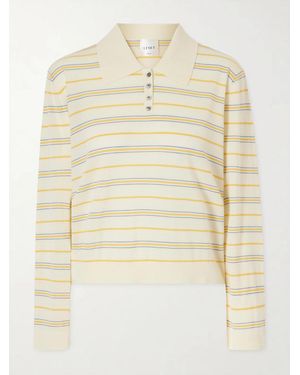 Leset James Striped Merino Wool Polo Shirt - Natural